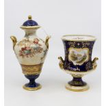 A 20th Century Coalport vase along with Mason style lidded vase