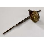A George III silver bright cut engraved punch ladle with detached turned handle (s/d), London,