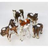Group of seven 20th Century ceramic horse and foal figurines