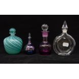 Four assorted 20th Century glass perfume bottles, various shapes and colours