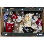 A collection of assorted ceramics and other items to include Wedgwood cream dolphin candle