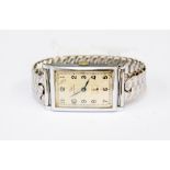 A Record gents wristwatch, rectangular dial, numbers and subsidiary dial, case size approx 24mm x