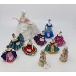 A group of 20th Century figures including six Royal Doulton miniature figurines, two small