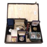 A collection of three wristwatches, two Ladies silver  pocket watches, silver chain with Fob 1913,