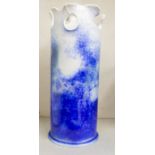 Meissen late 20th Century vase with scalloped edge and blue detail, 46 cms high approx