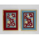 Limoges, pair of Patek Phillipe (Geneve) trinket dishes with red, gold and blue floral design