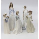 A collectio of five Nao figures of young ladies