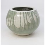 Meissen late 20th Century studio style drip green/cream glazed vase, 14 cms high approx - 14 cms