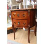 A 20th Century Louis XV style demilune commode with marble top