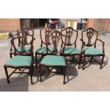 ***AUCTIONEER TO ANNOUNCE THEY ARE GREEN VELVET*** Six reproduction Georgian dining chairs