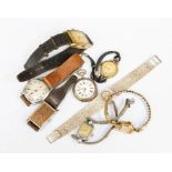 A collection of vintage watches to include 1930's and 40's gents watches  along with three ladies