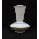 Meissen late 20th Century vase with white background, pale blue and green line detail, 22 cms high