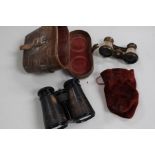 Early horse racing binoculars along with early 20th Century theatre glasses