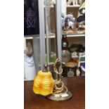 Mid 20th Century Art Deco brass table lamp with glass shade