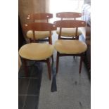 Four gold upholstered 1960's/70's dining chairs.