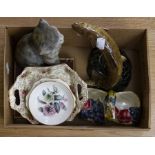 Assorted ceramics including Beswick trout, Worcester dish plus a Portuguese fruit bowl