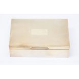 A silver cigar box, engine turned engraving, rectangular in form,  size approx 17.5cm x 11.5cm x