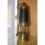Brass miners lamp, without a Colliery name