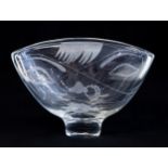 Swedish late 20th century engraved vase by Ernest Gordon for Kosta, signed to the base, facial