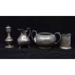 Assorted pewter ware including jugs and box