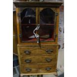 Early 20th Century miniature apprentice style display cabinet with glazed double opening doors