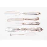 Assorted silver knives, various makers and styles, 5.28oz