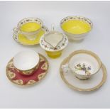A small collection of ceramics to include; Shelley painted cup and saucer, yellow ground A8901/3,