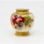 A Royal Worcester hand painted potpourri vase, missing lid, signed by K. Blake, painted with