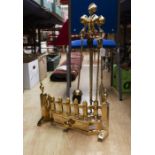 Brass fire grate and brass fire companion set