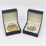 One trial pill box and one trial paperweight, both boxed, designed by F. Bakewell for Moorcroft,