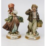 Two modern Capodimonte figures, peasant boy and girl