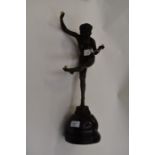 Bronze figure of a dancing lady, with three golden balls, by C.H JR Colinet, stamped 11255