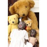 An Asquith's 'Archie' bear, Merrythought bear and Dean's bear, together with two composition baby