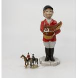 Royal Copenhagen statue of a little girl horse rider with saddle and lead figure of pair of