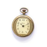 An early 20th century Art Deco style Clymo brass cased pocket watch, features of a concave shaded