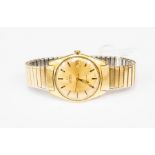 An Omega gold plated  gents watch, gold tone dial, date window and batons,  gold tone metal expander