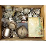 A collection of silver plate, some small silver items, cased flat wares, pewter etc