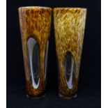 A pair of Czech glass vases by Vladimir Jelinek for SKLO, approx 36 cms in height (2)