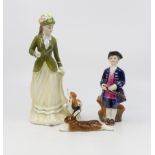 A Royal Doulton figure Sarah HN3852, a Royal Doulton figure HN2183, Boy from Williamsburg, plus a