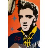 Simon Dixon (British), acrylic paint on board of Elvis. Unframed 122cm x 153cm Condition: Small loss