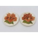 A pair of Moorcroft Hibiscus pin trays