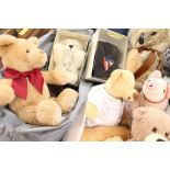 A collection of Teddy Bears and soft toys to include Merrythought (Q)