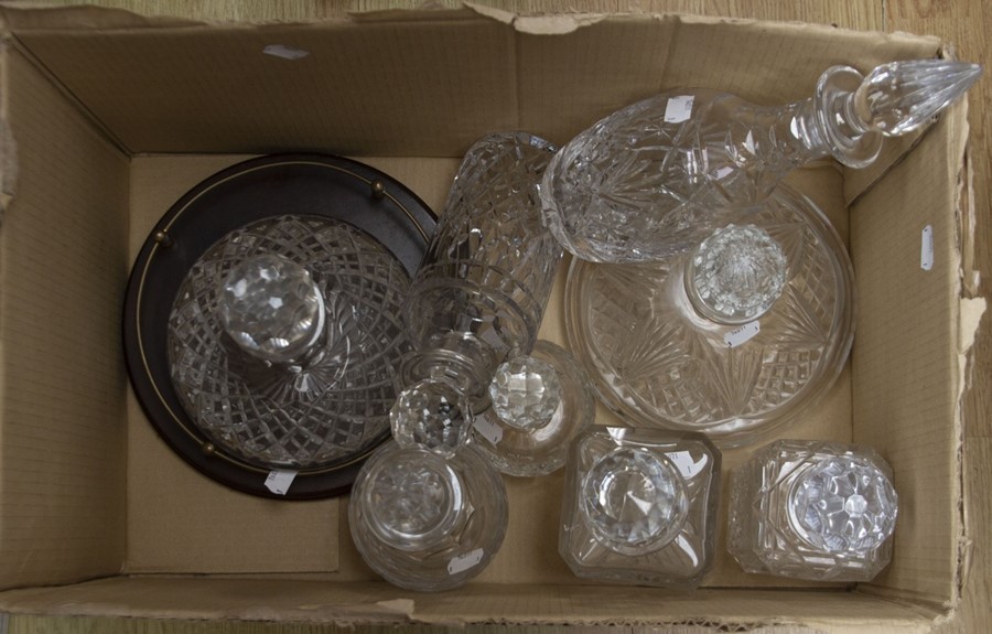 A collection of cut glass decanters, various designs and sizes (8)