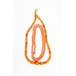 An amber bead necklace comprising oval graduated beads, total gross weight 12.5 grams approx,