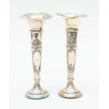 A pair of silver early 20th Century posy vases, Chester marks, 1907, Henry Matthews
