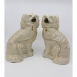 A pair of large 19th Century Staffordshire spaniels (af)