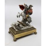 Capodimonte figurine of Napoleon on horseback, stand, accompanying certificate