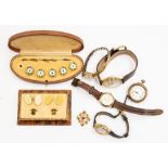 A collection jewellery to include an early 20th Century boxed set of enamel, mother of pearl and