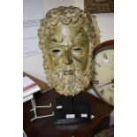 20th Century reproduction bronzed head of a Greek man on stand