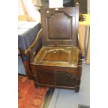 Solid oak 17th Century Wainscot box armchair, probably refitted in the 19th Century